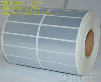 

2500 Sheet Labels Waterproof paper 50mmx25mm Blank Silver PET Label Sticker For Serial Numbering and Bar Code Print free delive