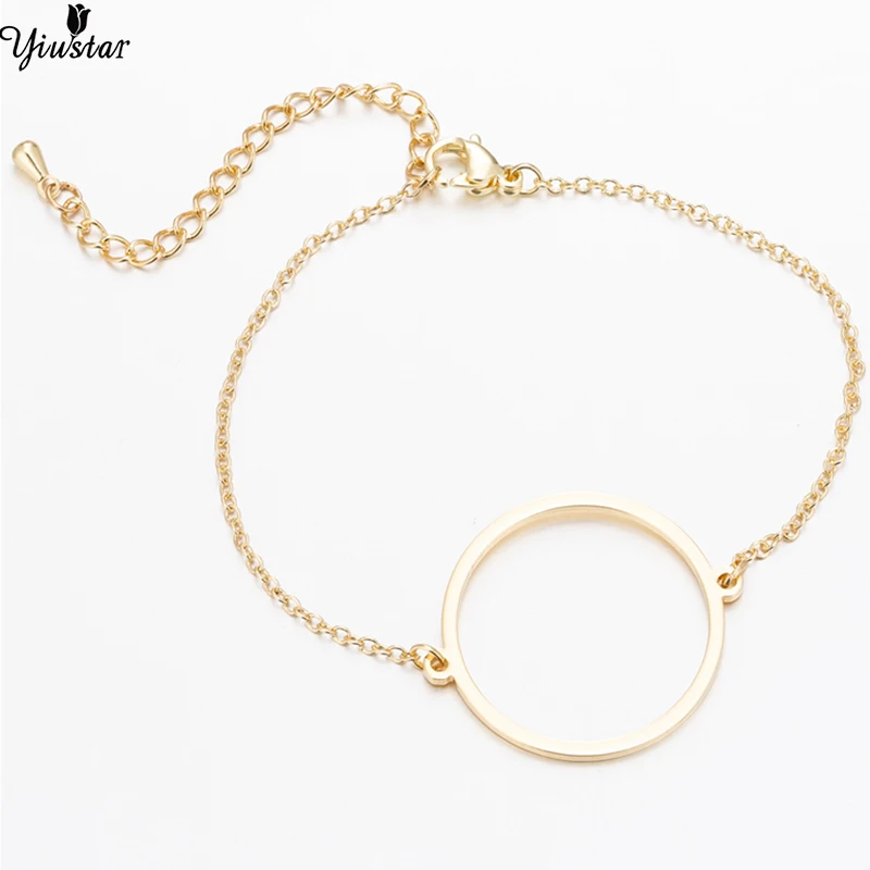 

Yiustar Simple Round Bracelet in Chain and Link Bracelets Women Girls Hollow Circle Stainless Steel Bracelet Gold Girls Gifts