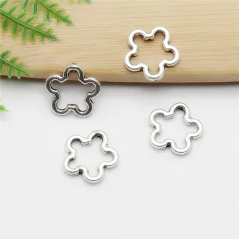 

Wholessale 90pcs Flower Charms Antique Silver Plated Beaded fit Bracelets Necklace DIY Jewelry Making Handmade