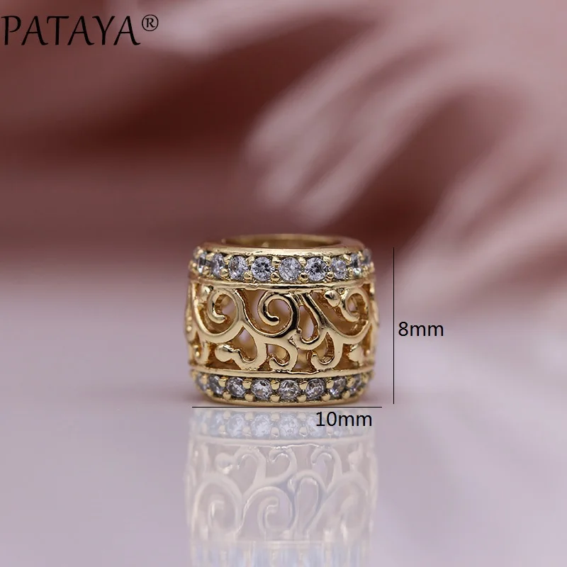 PATAYA New Round Long Necklaces Micro-wax Inlay Natural Zircon Luxury Hollow Pendants 585 Rose Gold Women Fine Fashion Jewelry