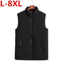 Плюс размер 8XL 7XL 6XL мужской жилет без рукавов Homme Зимние Повседневные Пальто Мужской Хлопковый стеганый утепленный жилет мужской жилет