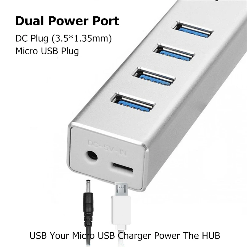 Aluminium USB Hub Type C To 4 USB HUB 3 0 Expander Portable 4 Port USB 2