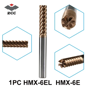 

1pc 68HRC ZCC.CT HMX-6E HMX-6EL series solid carbide 6 flutes flattened end mills with straight shank and long cutting edge
