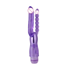 Multi-Speed G Spot Clitoris Butt Sex Toys Vibrating Stimulator With Pliable Penis And Anal Plug Dual Penetrator Dildo Vibrator