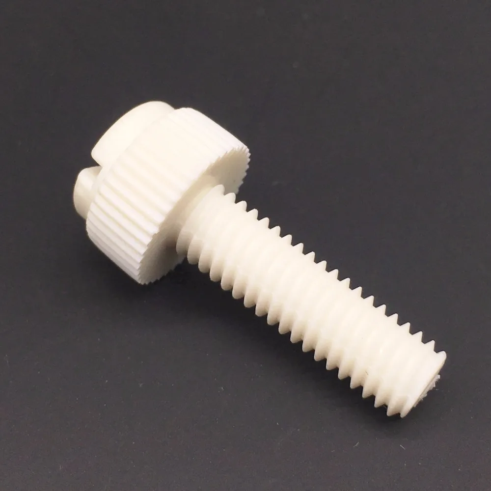 M6x40 Screws Thumb Screws Knurl Head Slotted Fastener PP Plastic White