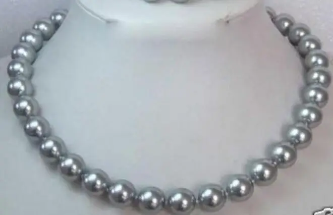 

HUGE 18"11-12MM GENUINE NATURAL freshwater GRAY SHELL PEARL NECKLACE 925silver