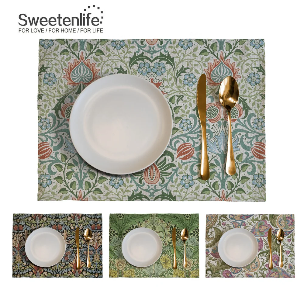 

Retro Patterns Table Napkin Insulation Placemat Cotton Linen Pad Table Mat Kitchen Accessories Decoration Home Pad Coasters