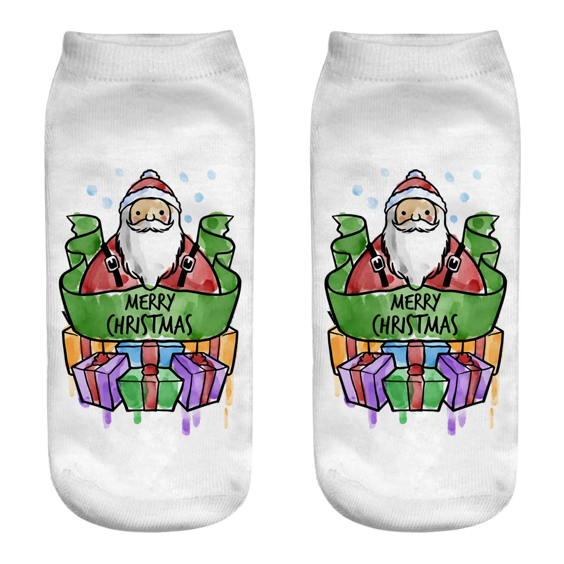 Новые рождественские носки из полиэстера для бега, женские милые носки с 3d принтом - Цвет: SD13
