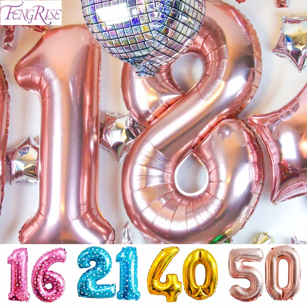 

Champagne16th 18th 20th 21st 30th 40th 50th Birthday Balloon Gold Number Balloon Happy Birthday Party Decorations Adult