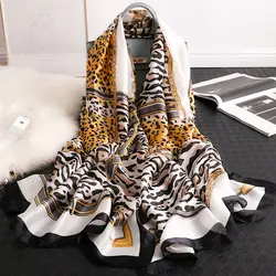 Пляжное полотенце с леопардовым принтом шелковый шарф женский Пашмина из мягкой ткани зимние шарфы женские платки для путешествий и
