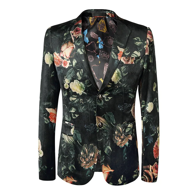 Loldeal Men's Stylish Dragon Floral Suits Fashion One Button Party ...