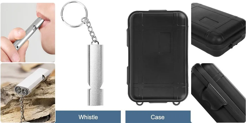 Survival Kit Outdoor Portable Emergency Tourism Equipment Camping Survival Tools Military Travel Kit Whistle,Knife, Tactical Pen (16)