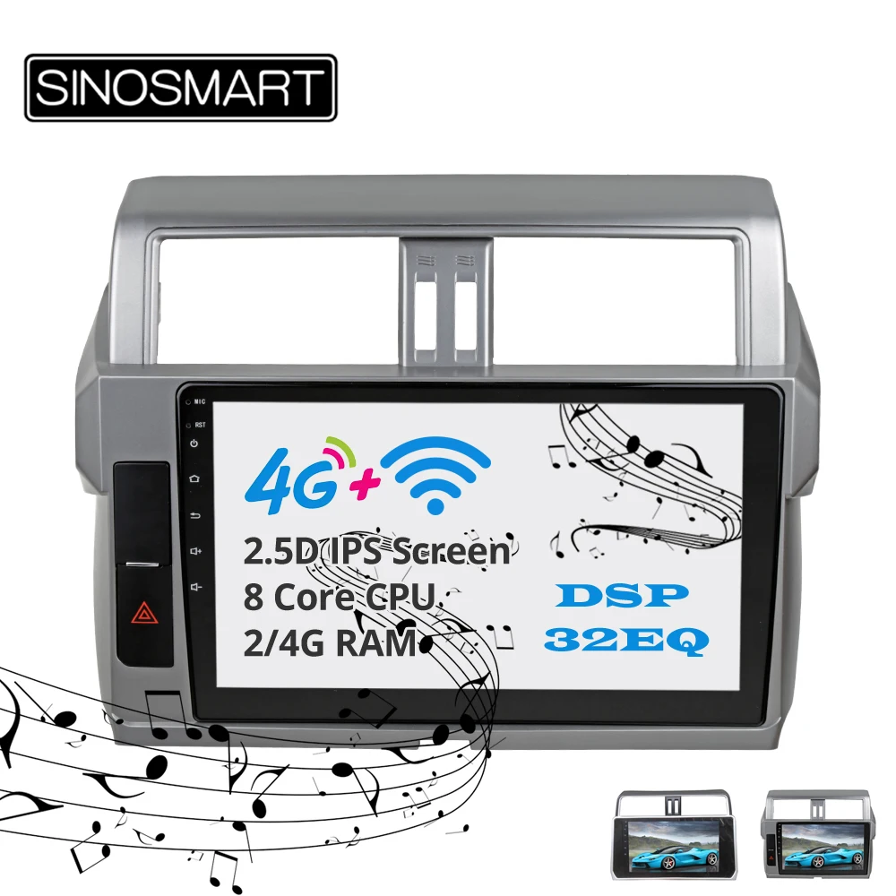 Best Sinosmart  Android 8.1 2Din IPS/QLED 2.5D screen car gps radio navigation player for Toyota Prado 2014-2018 15