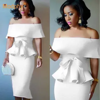 

Modphy 2019 Spring Celebrity Party Dress White Black Wine Red Purple Pink Women's Short Sleeve Ruffle Bow Tight Dress