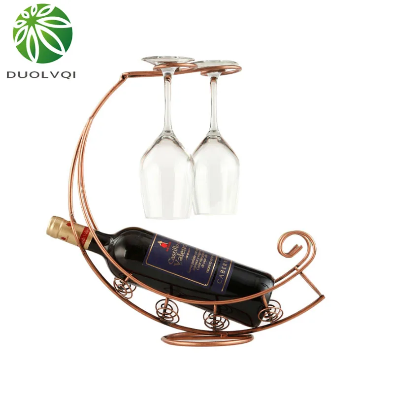 

Duolvqi Creative Metal Wine Rack Hanging Wine Glass Holder Bar Stand Bracket Display Stand Bracket Decor