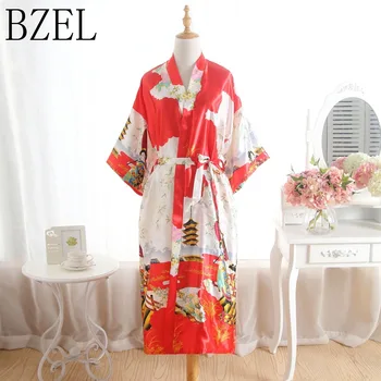 

Women Silk Satin Wedding Bride Bridesmaid Robe Floral Bathrobe Long Kimono Robe Night Robe Bath Robe Fashion Dressing Gown Mujer