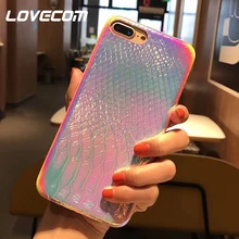 Чехол для телефона с лазерной градиентной текстурой под крокодиловую кожу для iPhone 11 Pro Max XR X XS Max 7 8 6S Plus, мягкий чехол, полуобернутый чехол для телефона