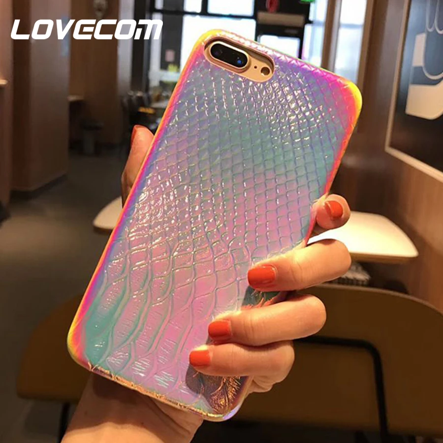 Чехол для телефона с лазерным градиентом и крокодиловой текстурой iPhone 11 Pro Max XR X XS