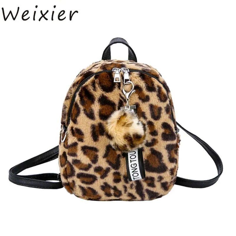 

WEIXIER Women Leopard Small Backpack Student Travel School Shoulder Bags for Girls Fashion Female Rucksack mochila Mujer V2-77