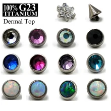 1 шт. G23 титановый микро кожный опал драгоценный камень Микро Кожный Якорь Кристалл Топ кожный пирсинг поверхностный Пирсинг 14 г ювелирные изделия для тела