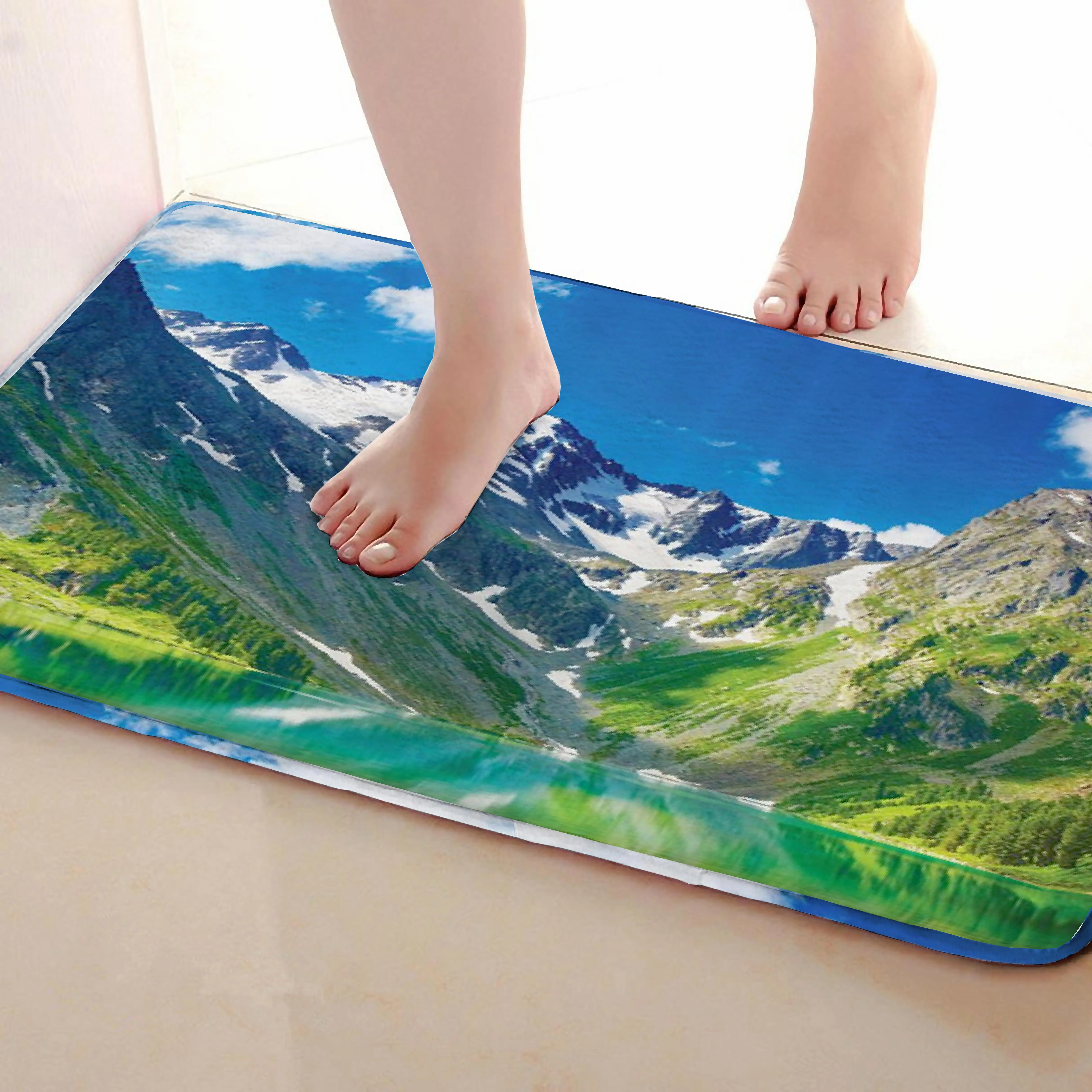 Горный Стиль Коврик для ванной комнаты, смешной Противоскользящий коврик для ванной, занавески для душа s аксессуары, соответствующие вашей душевой занавеске