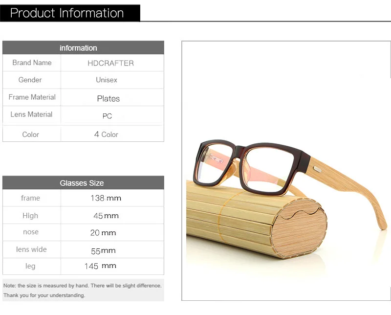 HDCRAFTER деревянные оправы для очков мужские большие бамбуковые оправы для очков прямоугольные оправы для очков оптические оправы для чтения
