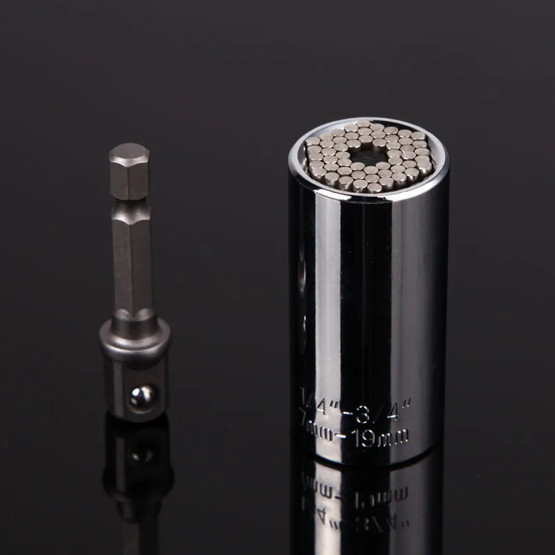 

7-19mm 1/4"-3/4" Adjustable Torque Ratchet Universal Socket Wrench Hand Tool Spanner Wrench Power Drill Kit