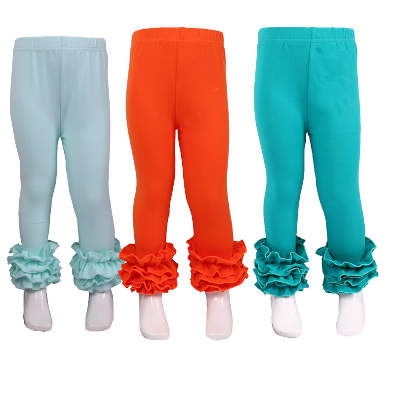 

MUDBALA Boutique Baby Girls Solid Cotton Triple Ruffle Icing Leggings Children Wear Ruffled Pants for Toddler Girls