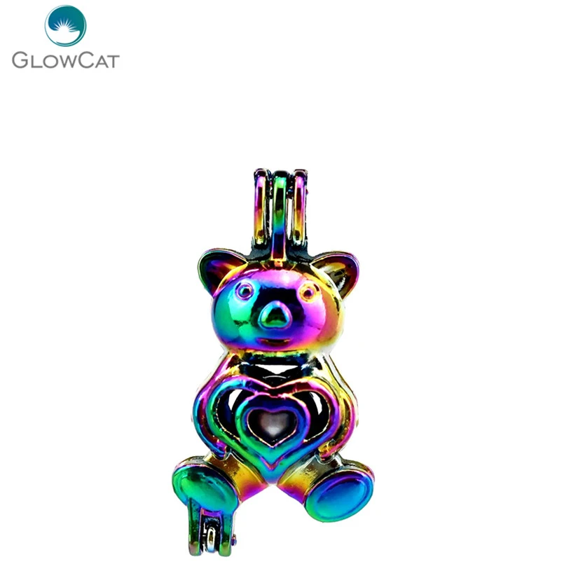 Rainbow Color Bear Beads Cage Pearl Cage Pendant Bulk 10pcs //C290 Rainbow Color Bear Beads Cage Pearl Cage Pendant Bulk 10pcs //C290