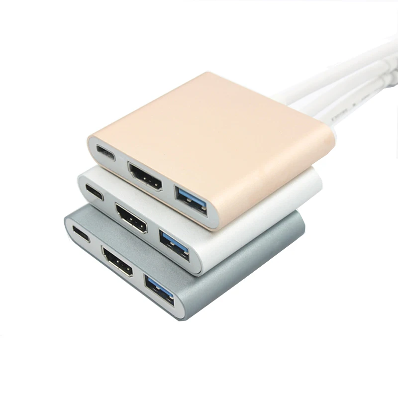 Tonbux 3 в 1 type-C к HOMI/USB/type-C кабель type-C Мужской HDMI Кабель USB 3,0 адаптер 3 женские порты кабель для Apple Macbook