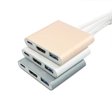 Tonbux 3 в 1 type-C к HOMI/USB/type-C кабель type-C Мужской HDMI Кабель USB 3,0 адаптер 3 женские порты кабель для Apple Macbook