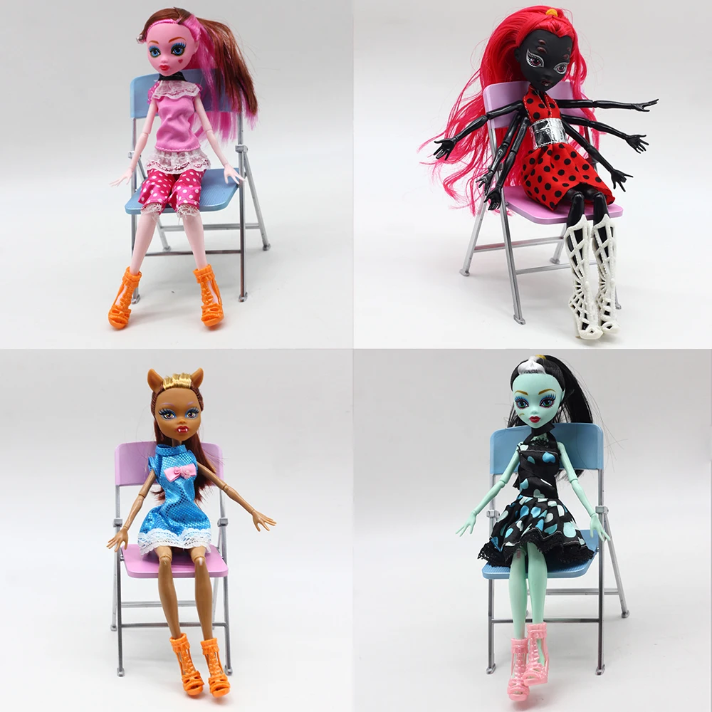 

4pcs/set Dolls Monster Draculaura/Clawdeen Wolf/ Frankie Stein Moveable Joint Body High Quality Girls Plastic Toys Gifts