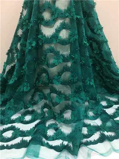 

Nigerian Lace Fabrics 2018 With Beaded High Quality African French 3D Net Lace Fabric Embroidered Tulle Mesh Lace Fabric