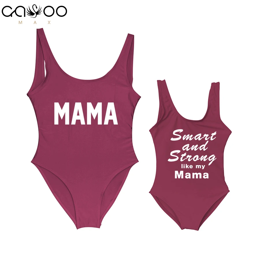 

Parent Kid One Piece Swimwear Smart and Strong like My Mama Girl One-Piece Swimsuits Mom Baby Kid Bathing suits Beachwear Bikini