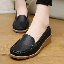 sale top Spring casual large size leather flat shoe mom shoes nurse shoes white non-slip work comfortable pregnant women shoes
