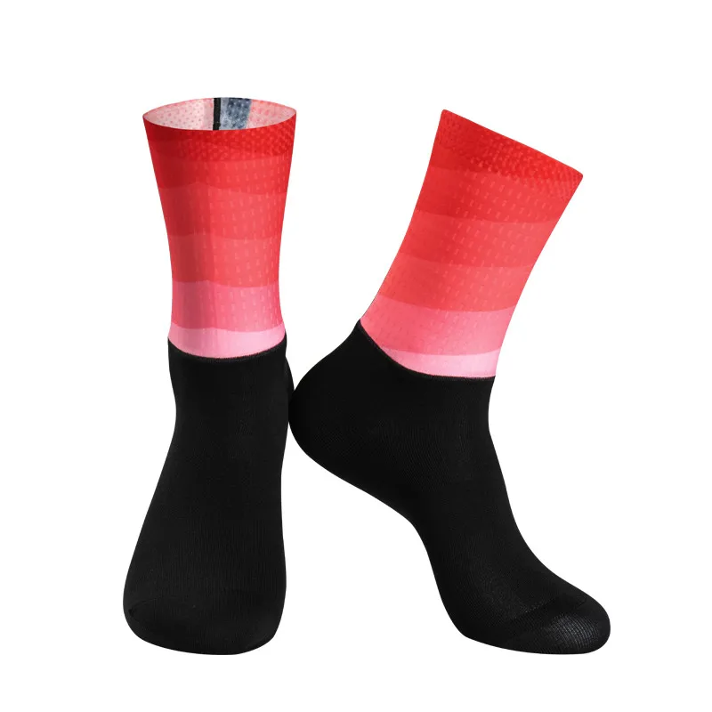 Спортивный велосипед градиент цвета силиконовые противоскользящие велосипедные носки мужские и женские встроенный джойстик высокотехнологичные велосипедные носки для бега - Цвет: red