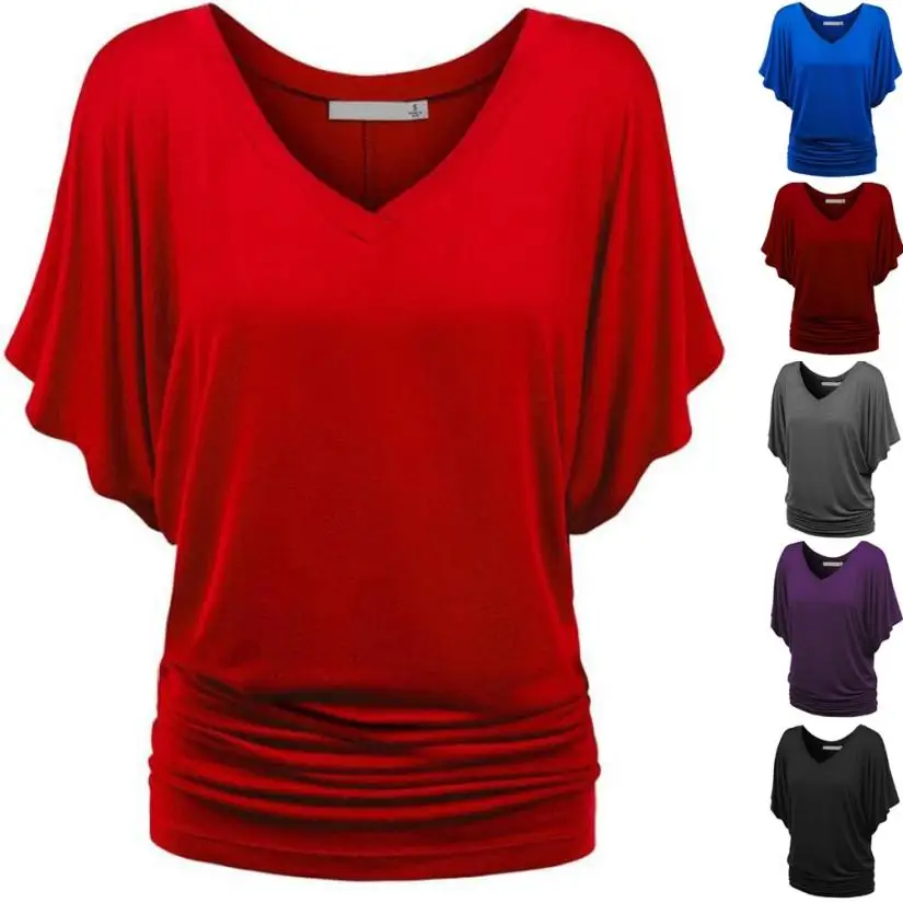 

MUQGEW Maternity clothes Solid Causel T-Shirt Top Deep V Neck Blouse Plus Size Blouse clothes for Pregnant women U#SS