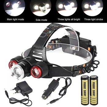 

MUQGEW Headlamp 8500Lm XML T6+2R5 3 LED Head Light Torch+Car/USB Charger+2X18650 Bright Illumination Hot Sell Drop Shipping