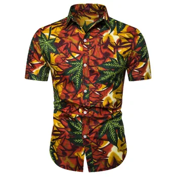 

2019 Men Hawaiian Shirt Male Casual Camisa Masculina Printed Beach Shirts Short Sleeve Brand Clothing Male Vintage Shirt XXL