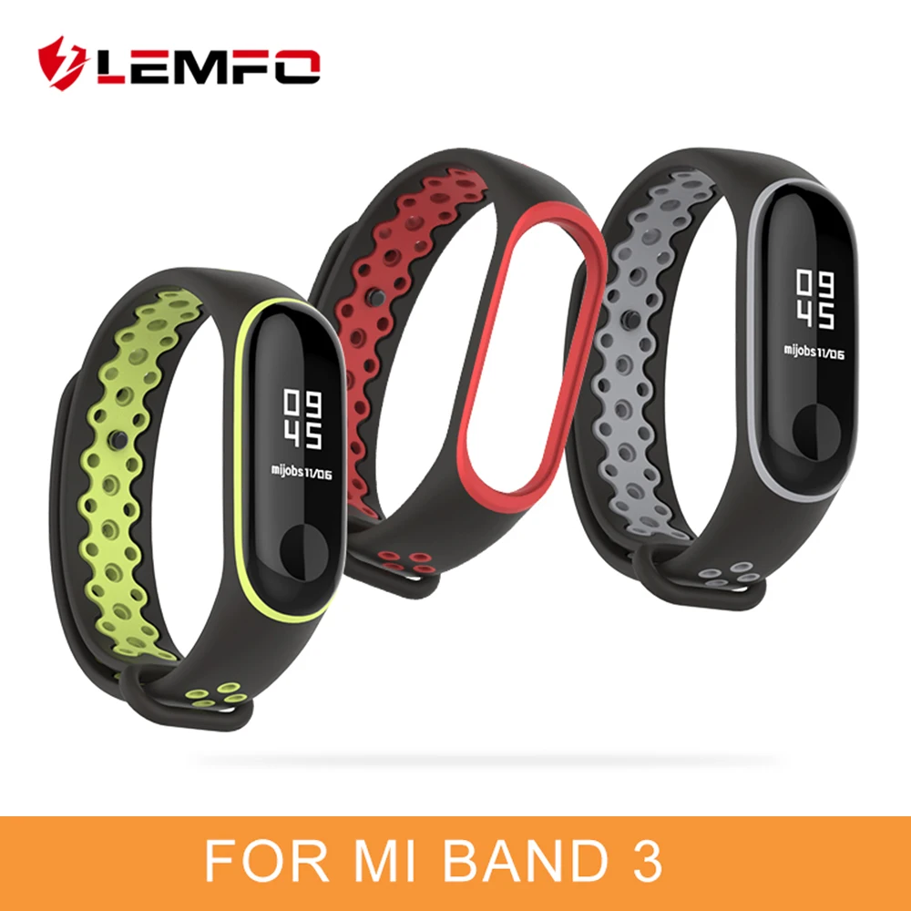 

LEMFO Smart Accessories For Xiaomi Mi Band 3 Bracelet Replacement Soft Waterproof Anti-Lost Double Color Silicone For Men Women