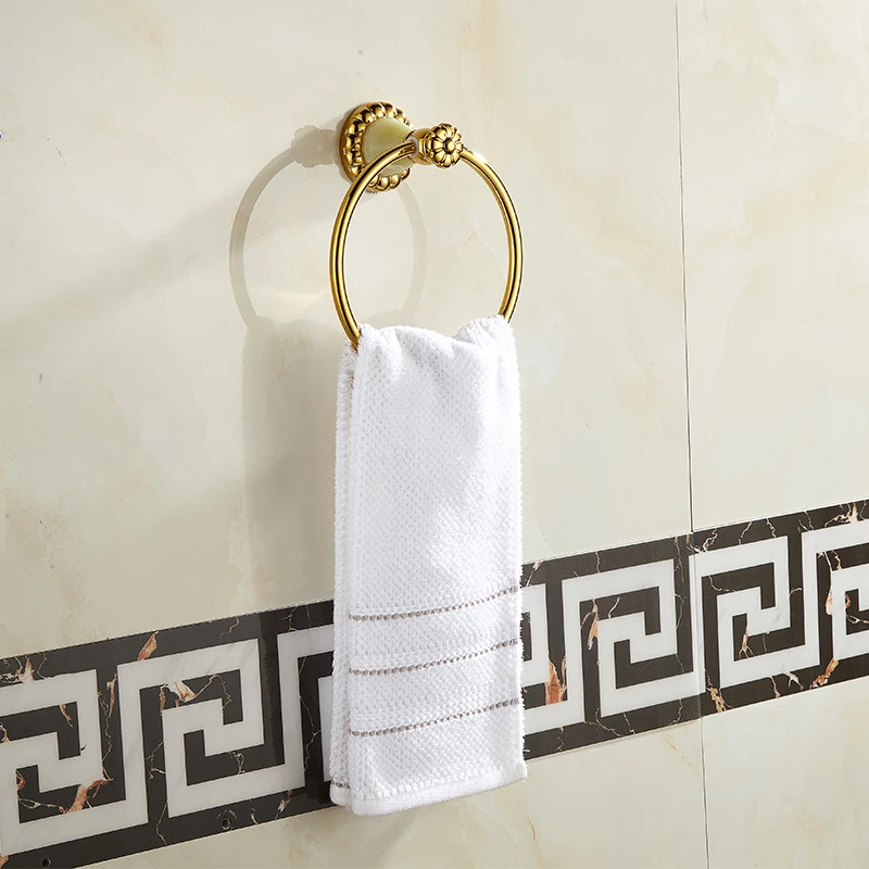 Brand Bathroomware Vintage Luxury Brass Copper Jade Wall Mouted Towel