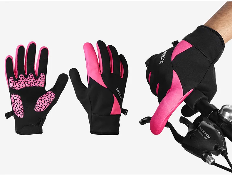 Boodun зимние ветрозащитные полный палец велосипедные перчатки унисекс сохраняющие тепло противоударные сенсорные перчатки для спорта MTB
