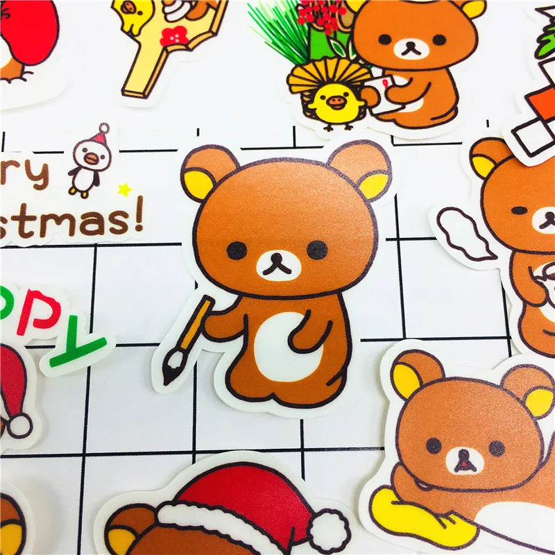 38 PCS Anime Christmas bear paper Stickers Crafts And Scrapbooking stickers book Student label Decorative sticker DIY Stationery