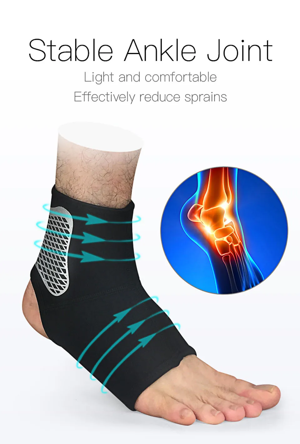 GOBYGO 1PCS Sports Ankle Support Elastic Ankle Brace Guard Foot Protector Basketball Football Taekwondo Ankle Protection