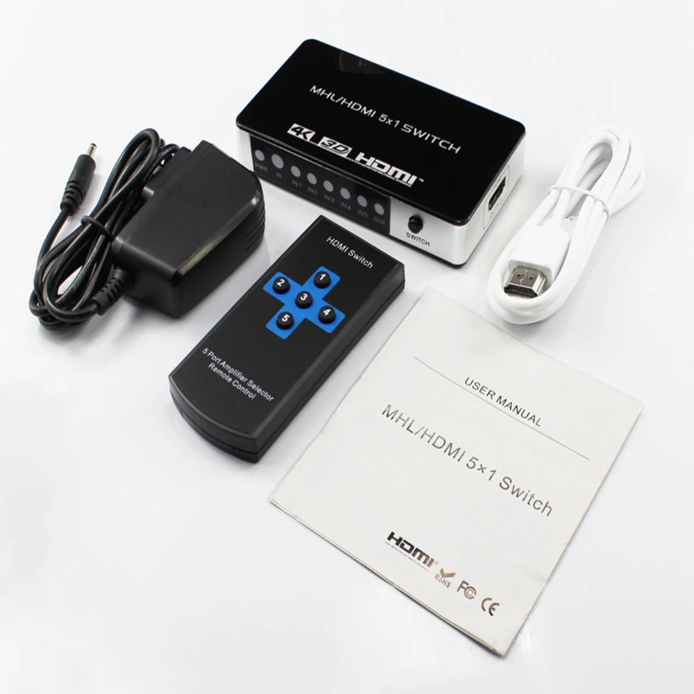 HDMI Switcher Audio Five In One Out 5 1 Splitter hdmi 5X1 TV Video Switch|KVM-переключатели| |
