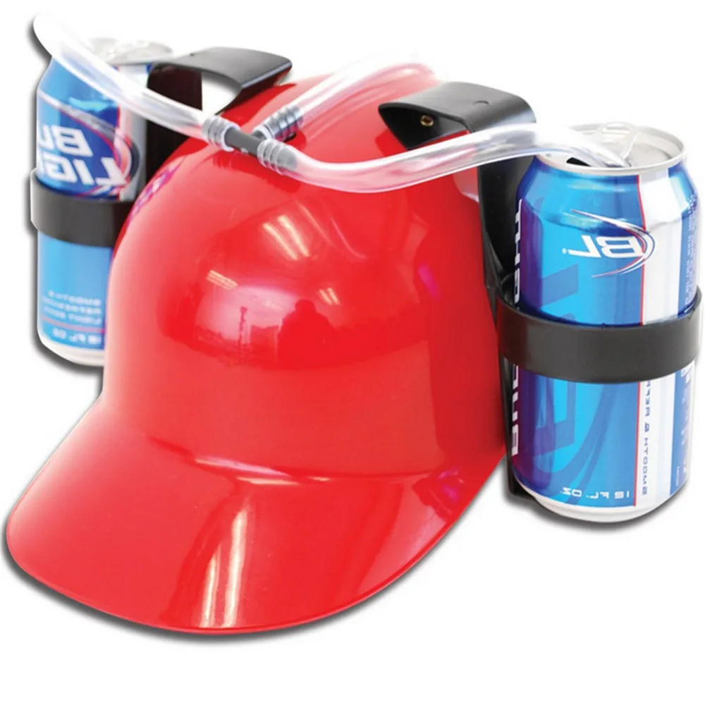 

Beverage Helmet Drinking Beer cola Coke Soda Miner Hat Lazy lounged Straw Cap Party Cool Unique Toy Prop Holder Guzzler