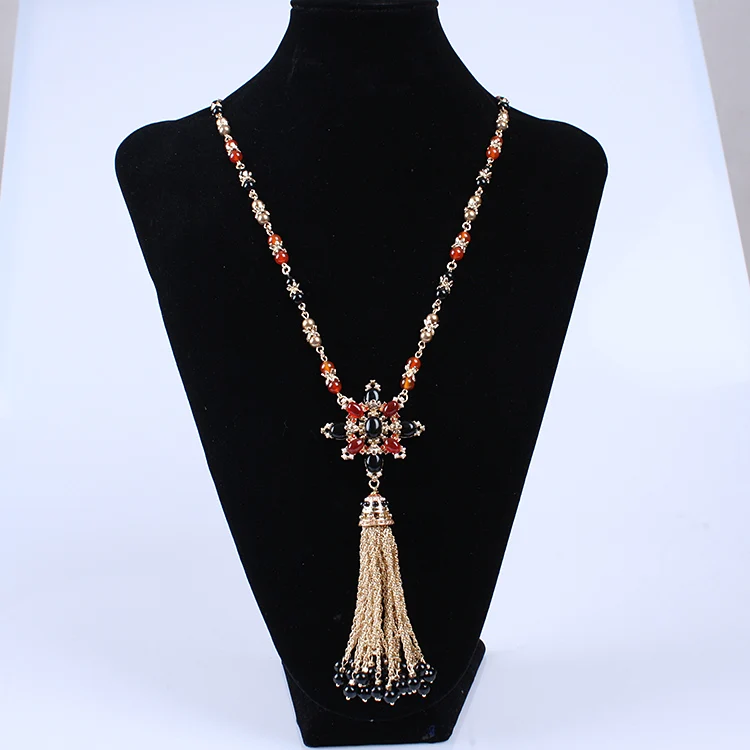 Free shipping New cross tassel necklace