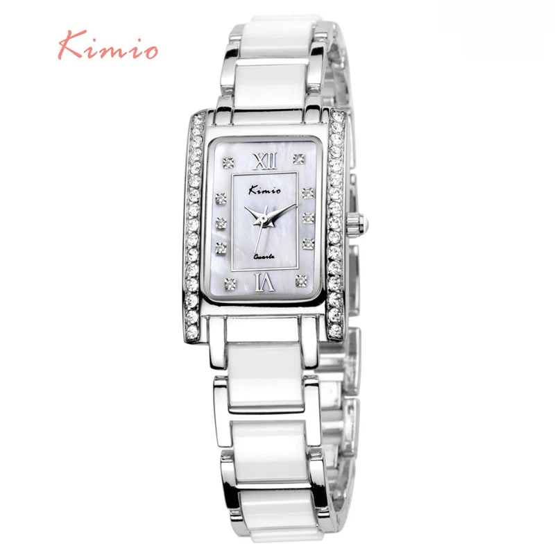 KIMIO Rectangle Square Black Watch Women Luxury Brand Rhinestones Watches Women Quartz Chinese Wrist Watch Ladies Womens Watches
