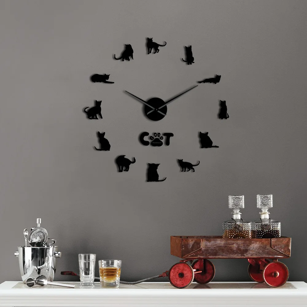 

Talkative Cats Tonkinese Decorative Wall Clock Lively animal Oversized Quiet Sweep DIY Watch Wall Kitty Lover Gift