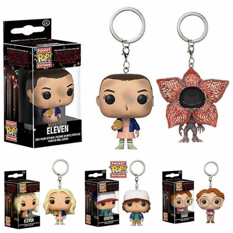 

Action Toy Figures Stranger Things Dustin Barb ELEVEN with Eggos Demogorgon Keychain Collectible Model Vinyl Dolls Keyring toys